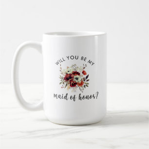 Taza De Café Dama de honor Propuesta Floral Nota Sentida