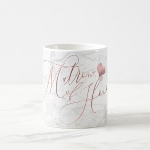 Taza De Café Dama de Honor/Script de Oro Rosa Falso+Mármol
