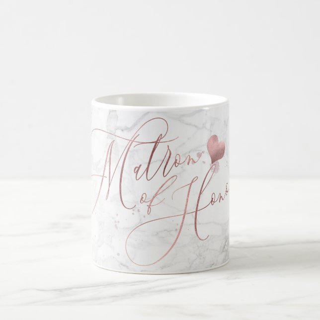 Taza De Café Dama de Honor/Script de Oro Rosa Falso+Mármol (Centro)
