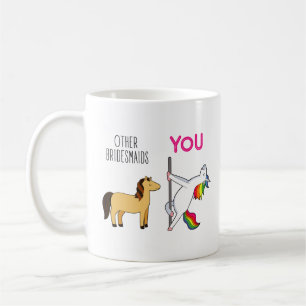 Taza De Café Dama de Honor Unicornio Boda Divertida