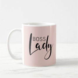 Taza De Café Dama de Jefe Feminista Rosa de Rubor