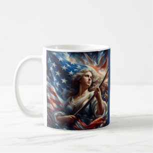 Taza De Café Dama De La Libertad - Arte Patriotismo