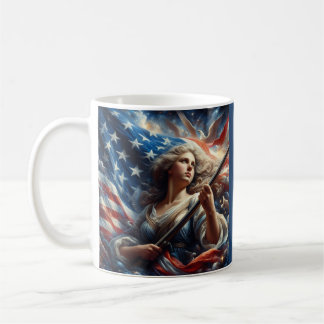 Taza De Café Dama De La Libertad - Arte Patriotismo