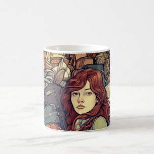 Taza De Café Dama de las Artes con su equipaje