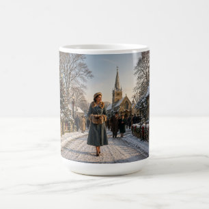 Taza De Café Dama de Navidad de los años 50 en un pueblo inglés