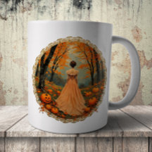 Dama de otoño en encaje de calabaza forestal