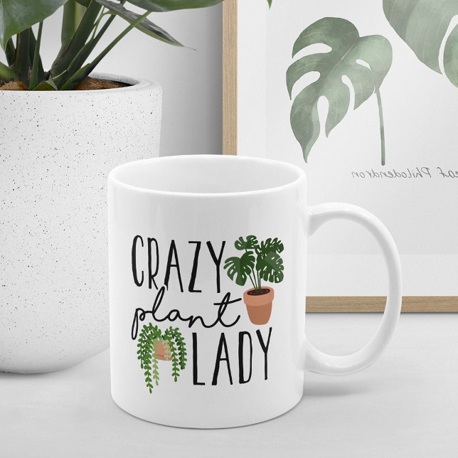 Taza De Café Dama de planta loca | Amantes divertidos de las pl (Subido por el creador)