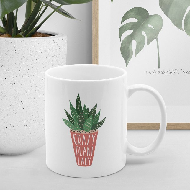 Taza De Café Dama de planta loca | Amantes divertidos de las pl (Subido por el creador)