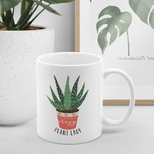 Taza De Café Dama de planta loca   Graciosa Planta Lover