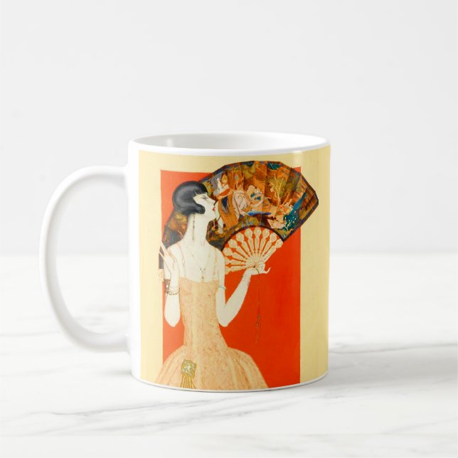 Taza De Café dama deco de arte con ventilador (Izquierda)