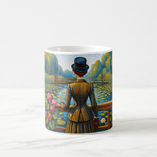 Taza De Café Dama elegante en el río de los lirios