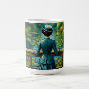 Taza De Café Dama elegante junto al río