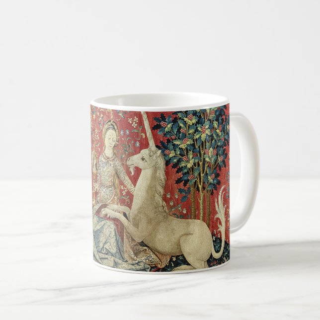 Taza De Café Dama renacentista y unicornio (visión) (Anverso derecho)