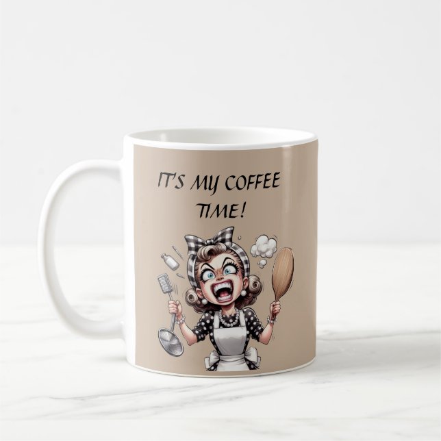 Taza De Café Dama retro divertida personalizable (Izquierda)