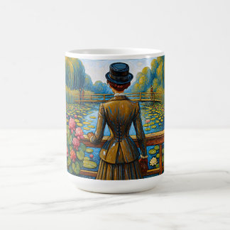 Taza De Café Dama Victoriana junto al agua