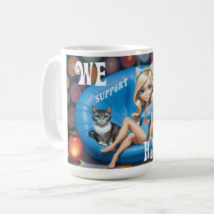 Taza De Café Damas de gato sin hijos y graciosas personalizados