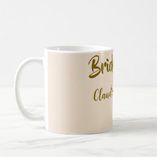 Taza De Café Damas de honor nombre naranja dorado boda
