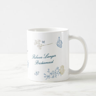 Taza De Café Damas de honor románticas de flores de invierno de