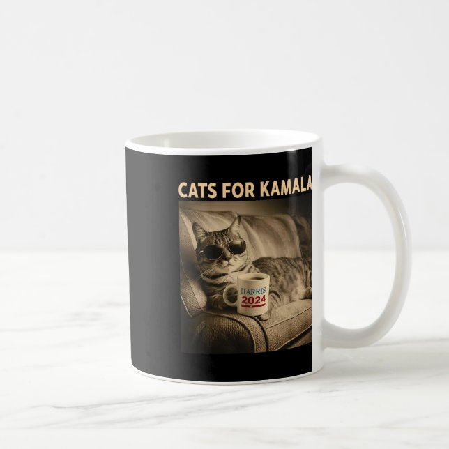 Taza De Café Damas Para Kamala, Divertido Gato 2024 Presidente  (Derecha)