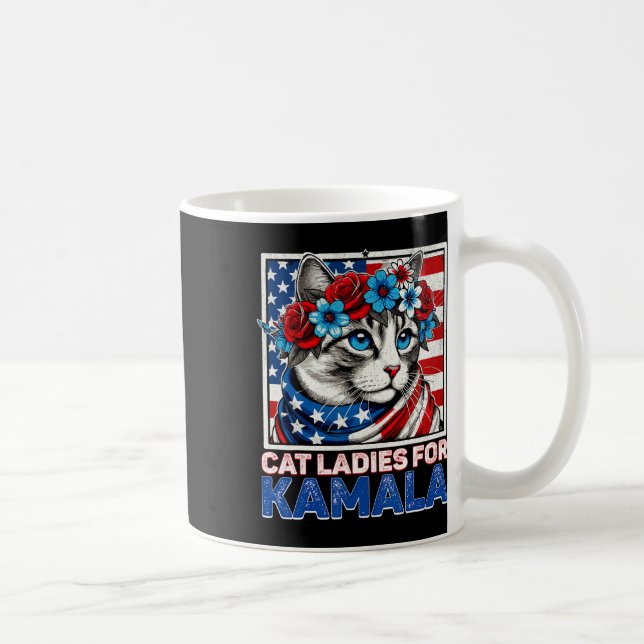 Taza De Café Damas Para Kamala Funny Cat 2024 Presidente Kamala (Derecha)
