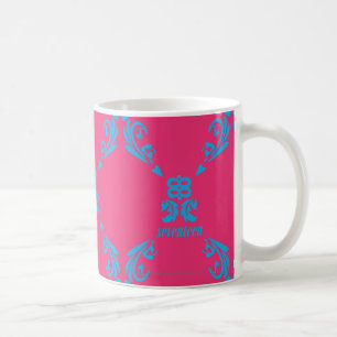 Taza De Café Damasco Aguamarina-Magenta