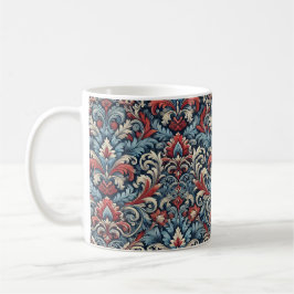 Taza De Café Damasco azul, rojo y blanco