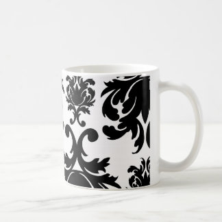 Taza De Café damasco blanco negro ornamental