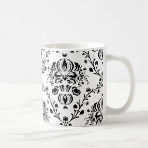Taza De Café Damasco blanco y negro