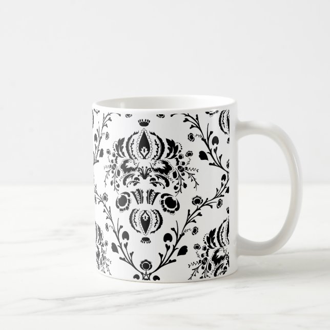 Taza De Café Damasco blanco y negro (Derecha)