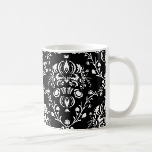 Taza De Café Damasco blanco y negro