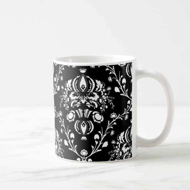 Taza De Café Damasco blanco y negro (Derecha)