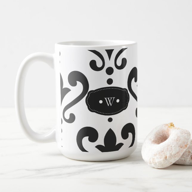 Taza De Café Damasco blanco y negro de lujo (Con donut)