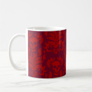 Taza De Café Damasco de llamas de cráneo con rojo carnoso