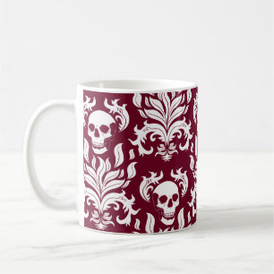 Taza De Café Damasco de llamas de cráneo en blanco crujiente so