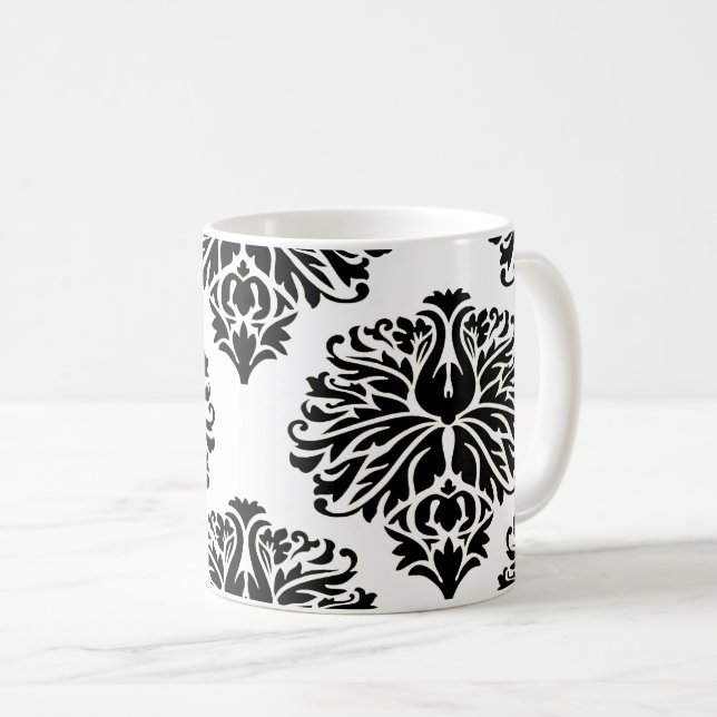 Taza De Café Damasco elegante negro (Anverso derecho)