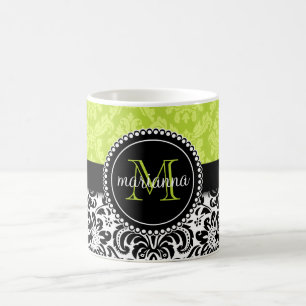 Taza De Café Damasco negro verde elegante personalizado