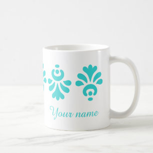 Taza De Café Damasco personalizado de la turquesa
