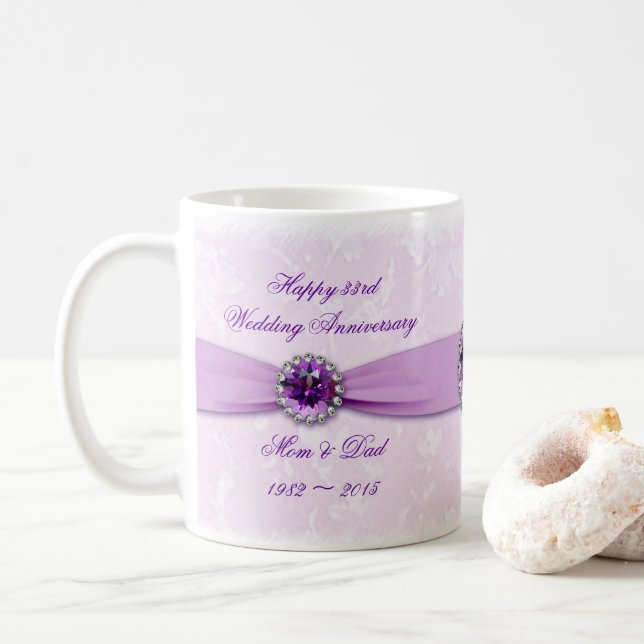 Taza De Café Damask 33.ᵉʳ Boda Aniversario Mug (Con donut)