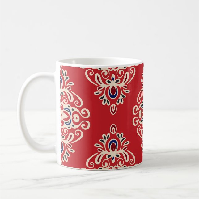 Taza De Café Damask Vintage: Flourish Seamless Pattern. (Izquierda)