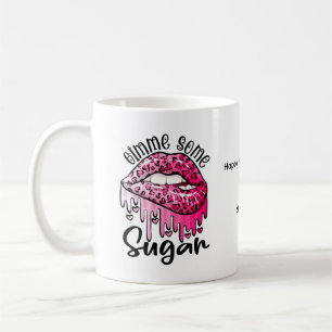 Taza De Café Dame Algunos Labios Goteando Azúcar Día de San Val