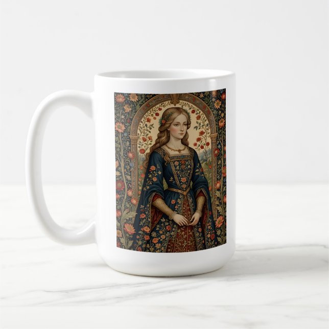 Taza De Café Dame au jardin, illustration médiévale/renaissance (Izquierda)