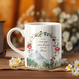 Taza De Café Dame Jesús   Monograma de flor silvestre de montañ