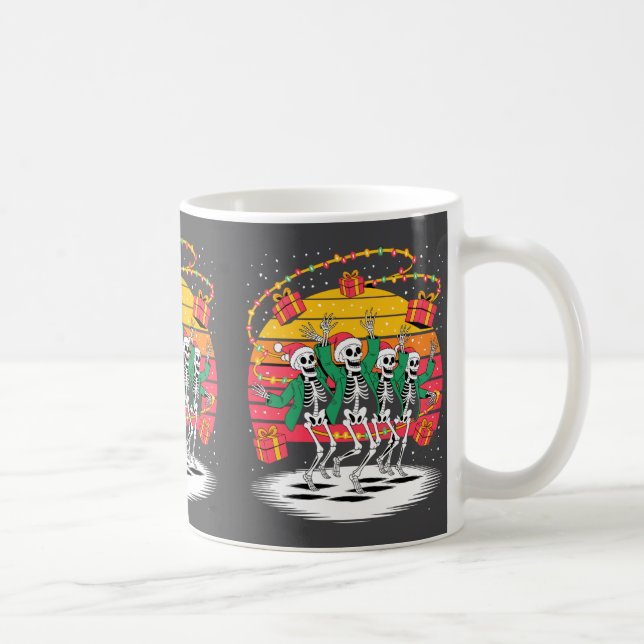 Taza De Café Dancing Skeletons With Santa Hats Christmas Lights (Derecha)