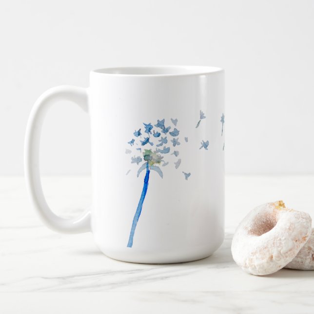 Taza De Café Dandelion acuarela (Con donut)