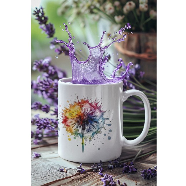 Taza De Café Dandelion acuarela vibrante (Subido por el creador)