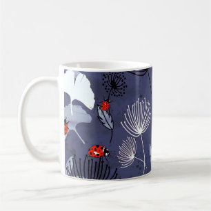 Taza De Café Dandelion Ginkgo: Dibujo a mano abstracta