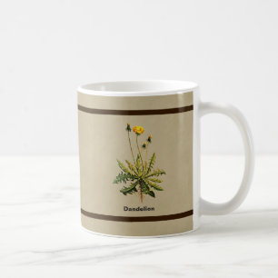 Taza De Café Dandelion Sobre Papel Antiguo