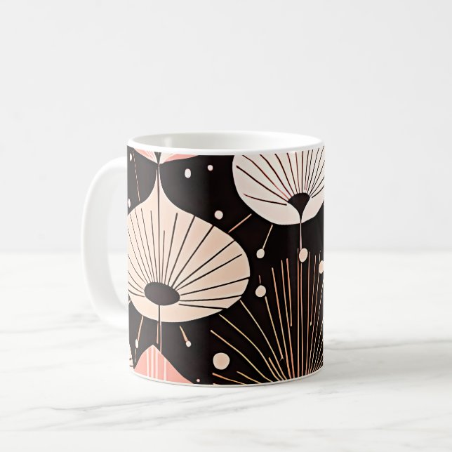 Taza De Café Dandelions -Medio siglo- Diseño retro moderno (Anverso izquierdo)