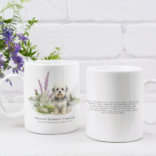 Taza De Café Dandie Dinmont Acuarela de Perro y Cita de Raza