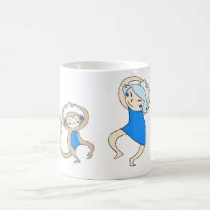 Taza De Café Danza de los monos Azul-hinchados